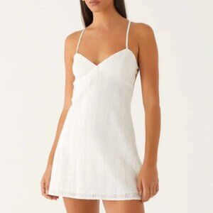 Peppermayo Inara Mini Dress Womens 4 Ivory White Strappy Exclusive NEW